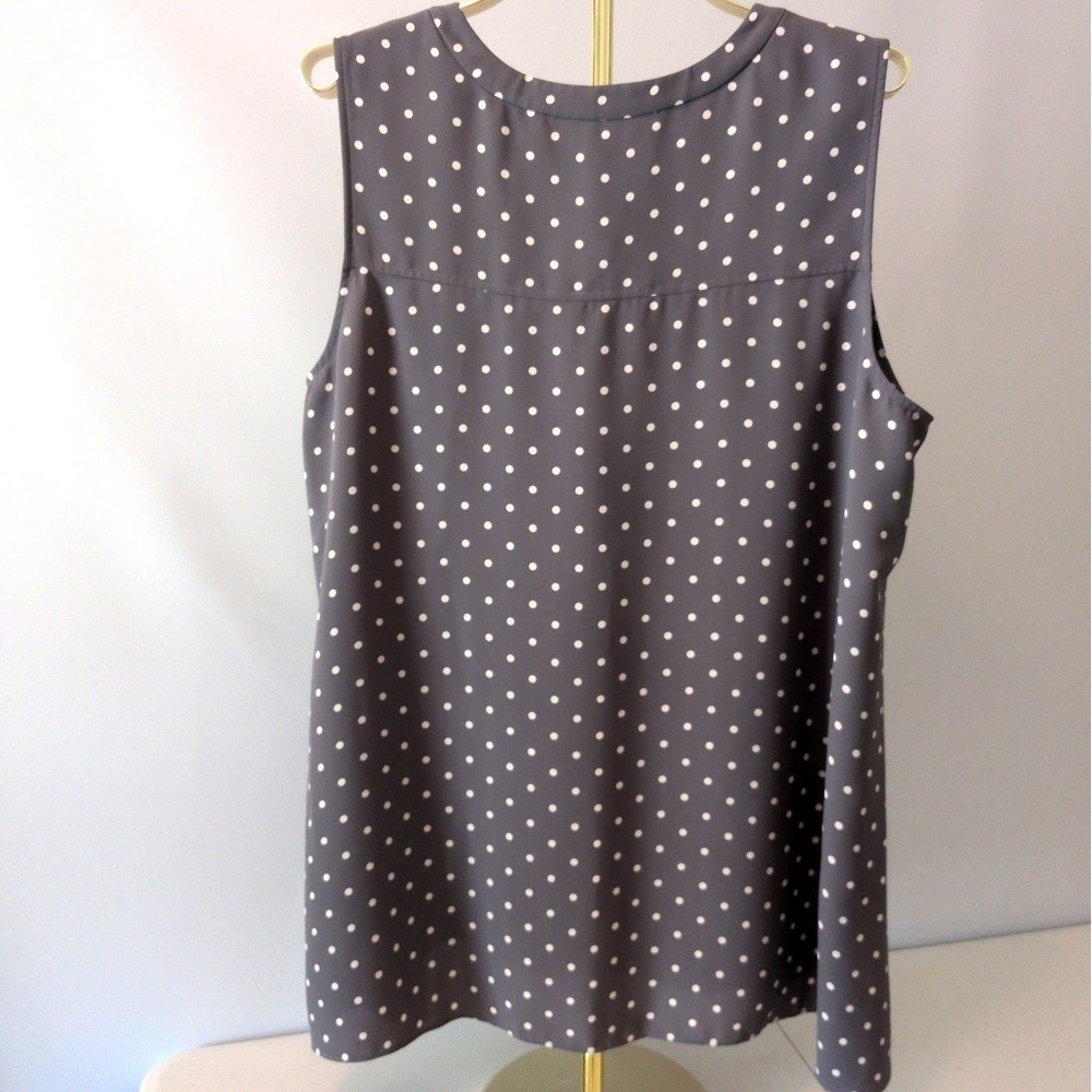 Anne Klein Womens XL Sleeveless Shell Blouse Gray White Polka Dot 102W7X9277 - Picture 6 of 11